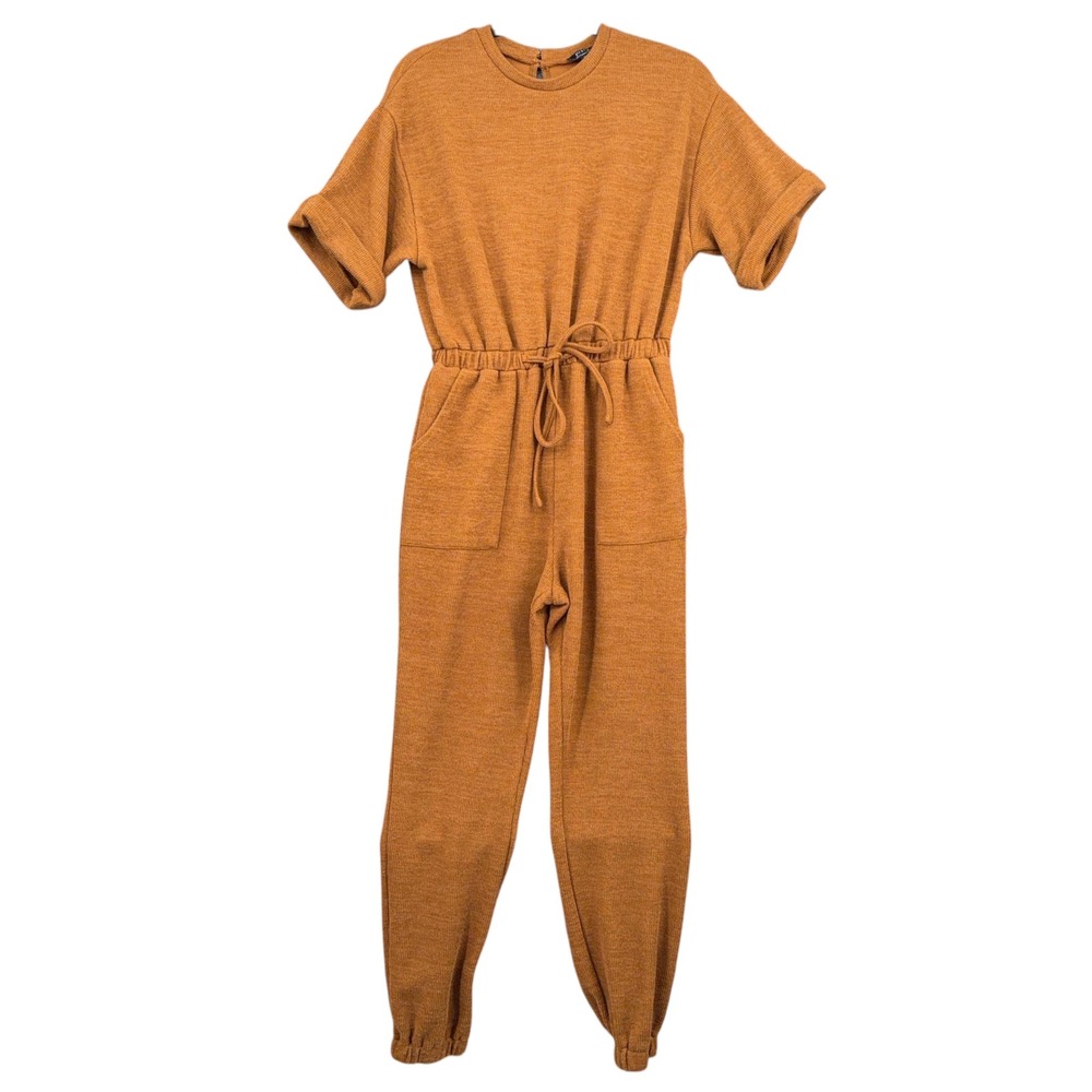 Privy Knit Jumpsuit Womens Medium 100% Polyester Rust Orange PJ10206K
